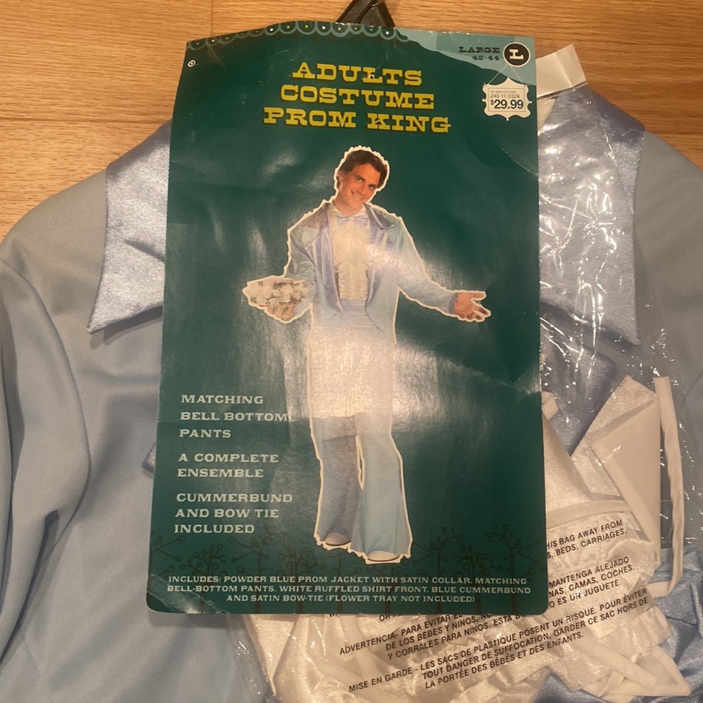 Adiult Prom King costume with elastic waist band pants